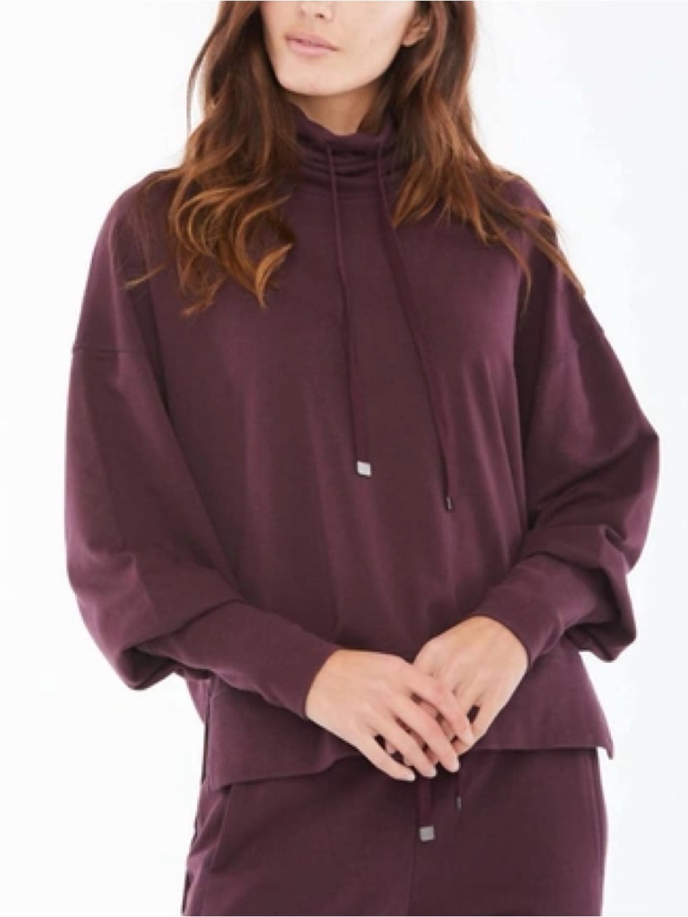 Sundays Women's Cowl Neck Drawstring Oversized Sweatshirt